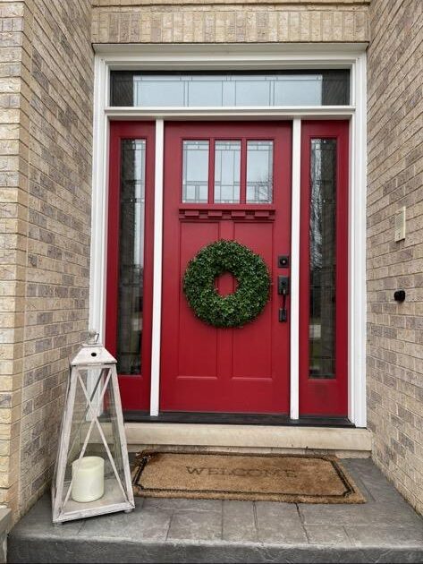 Red entry door, Libertyville