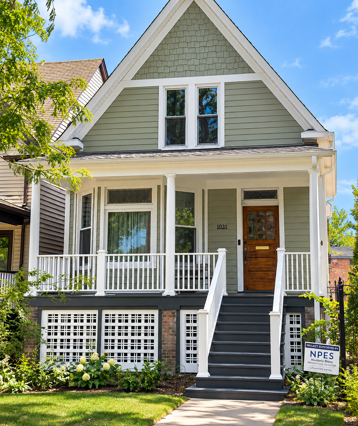 AFTER: James Hardie siding, Pella windows and porch restoration
