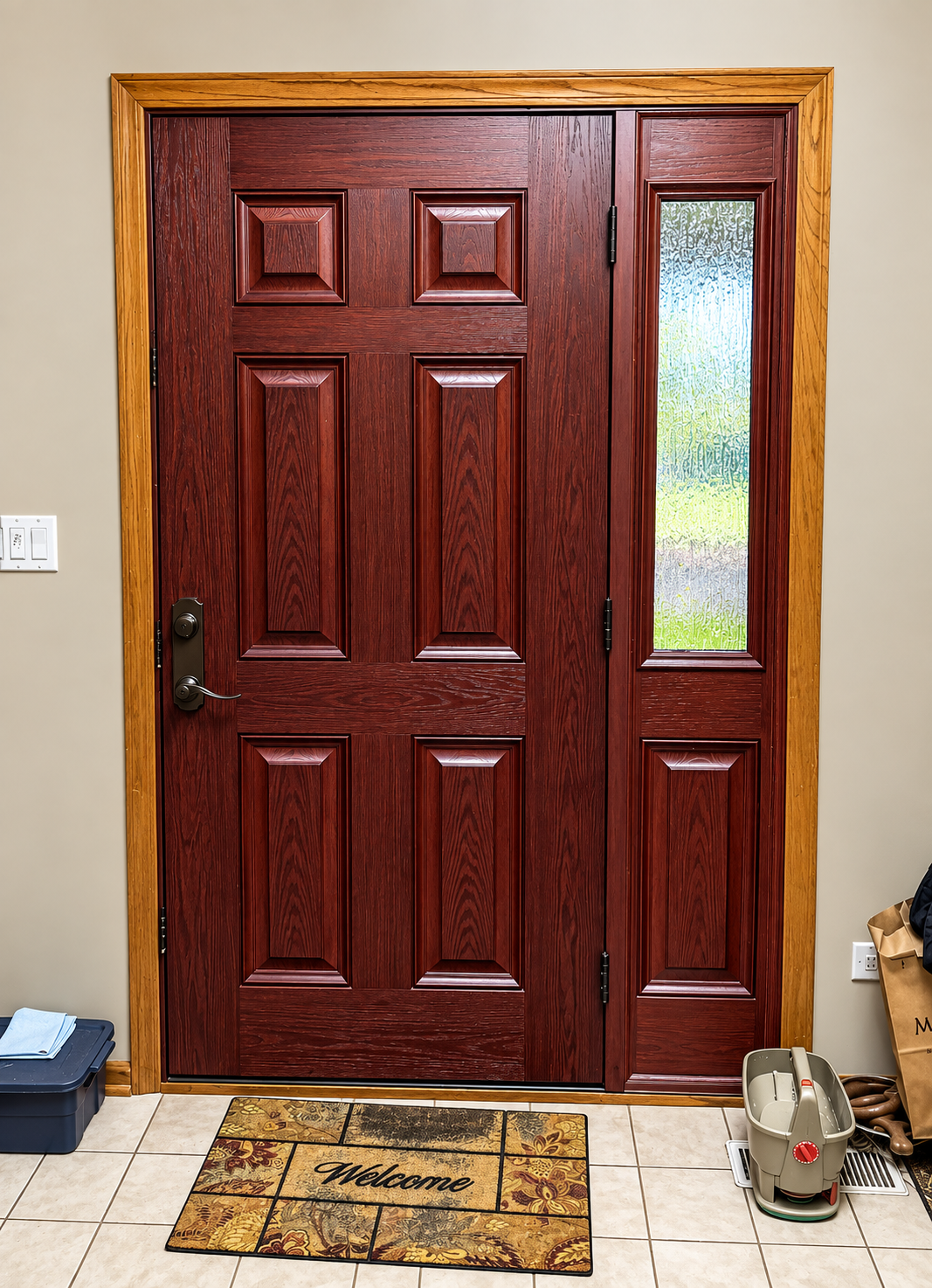 Pella entry door with sidelight, interior