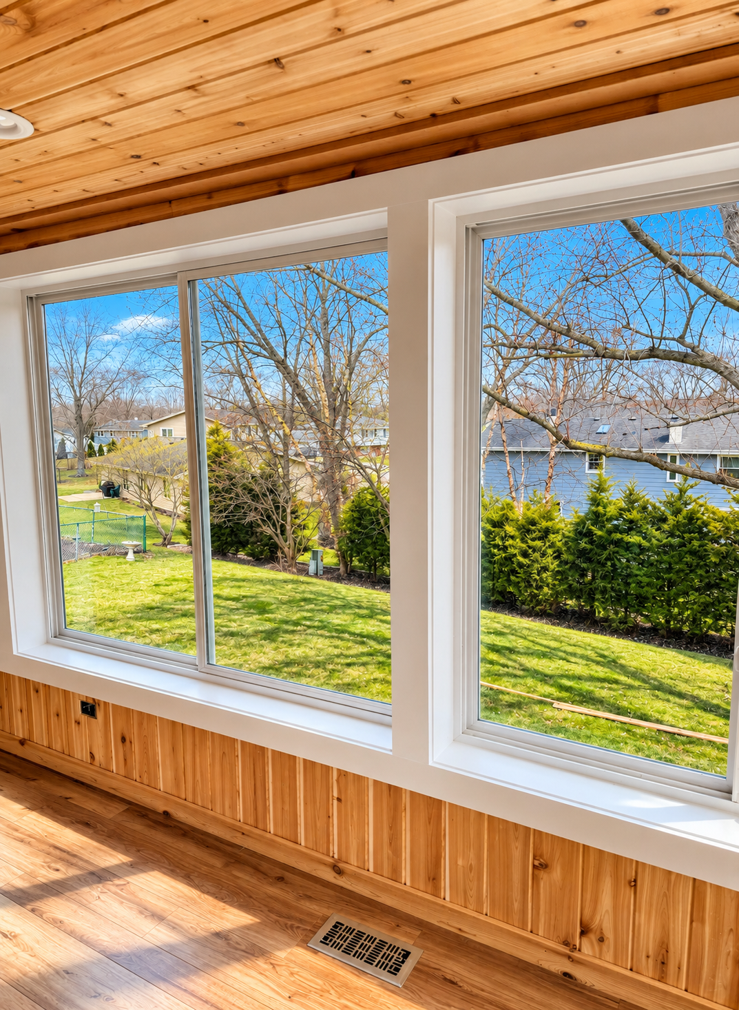 Four-season room, view to the yard