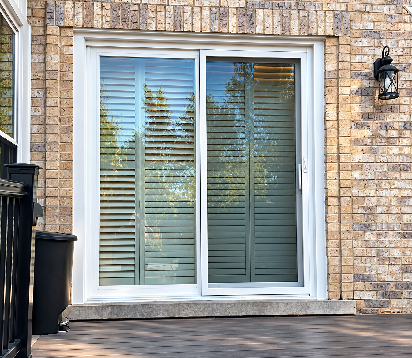 Pella sliding patio door, brick exterior