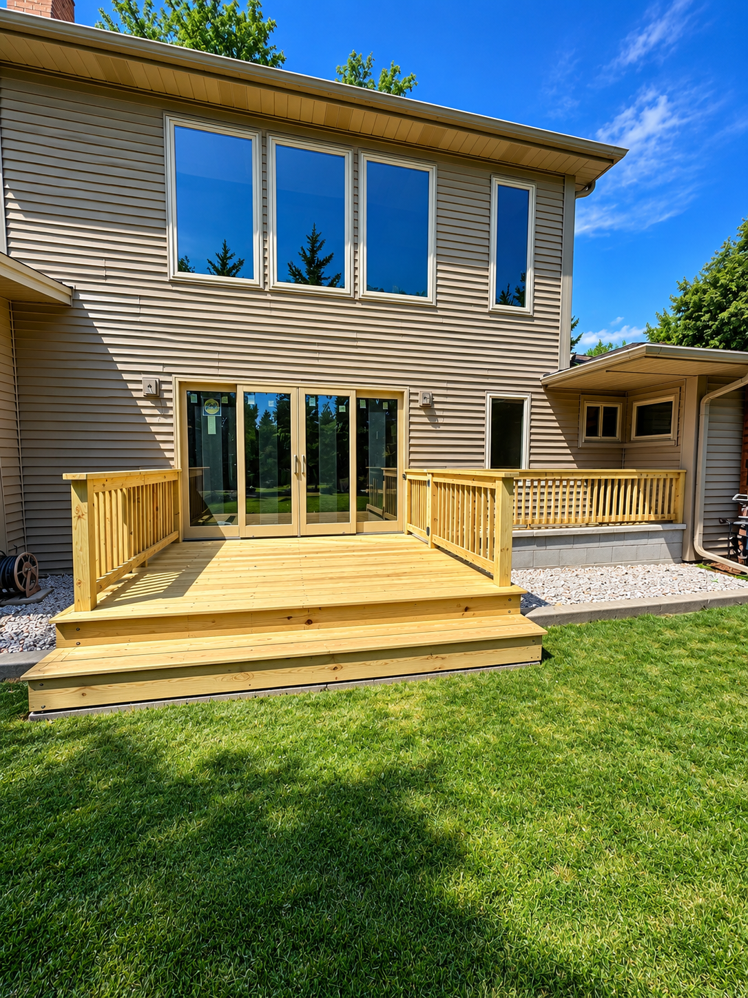 AFTER: new windows, siding and deck on the same home