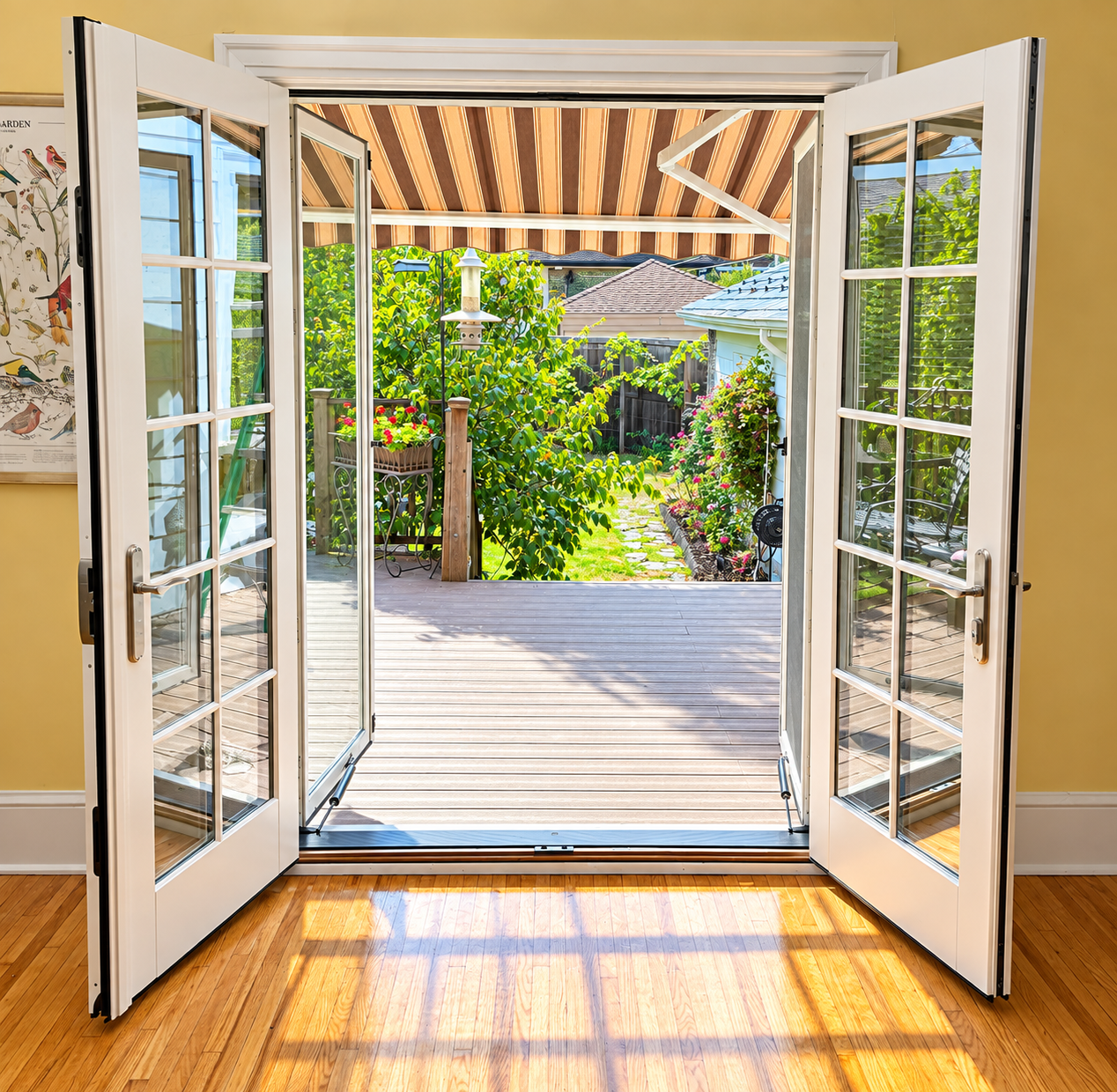 French patio doors, open
