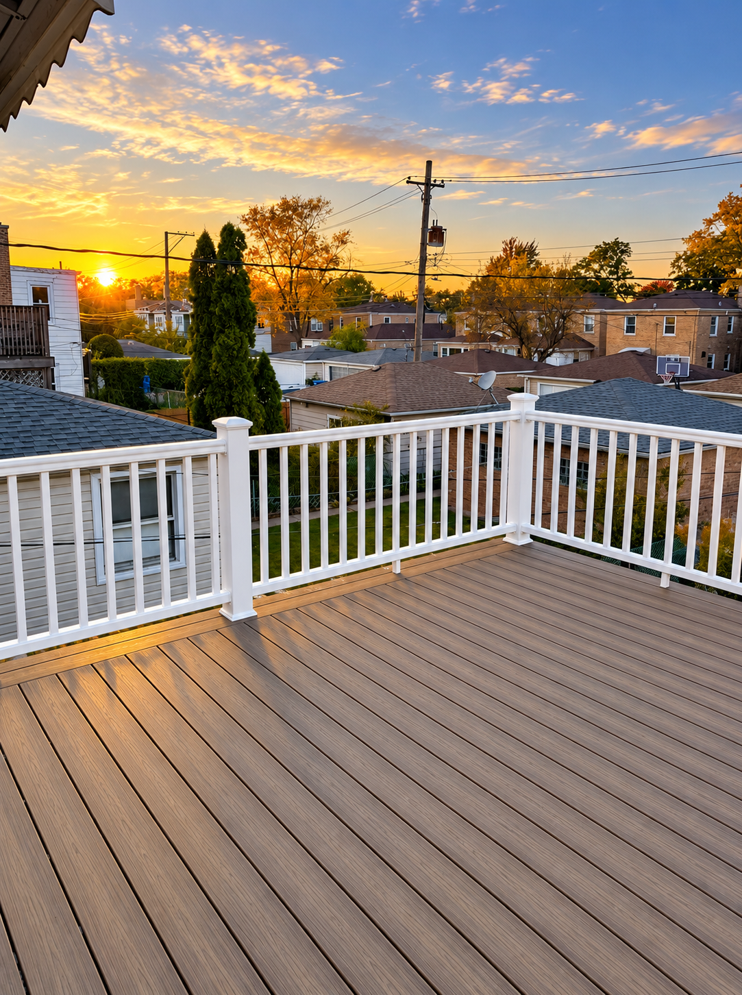 Upper deck with white railing