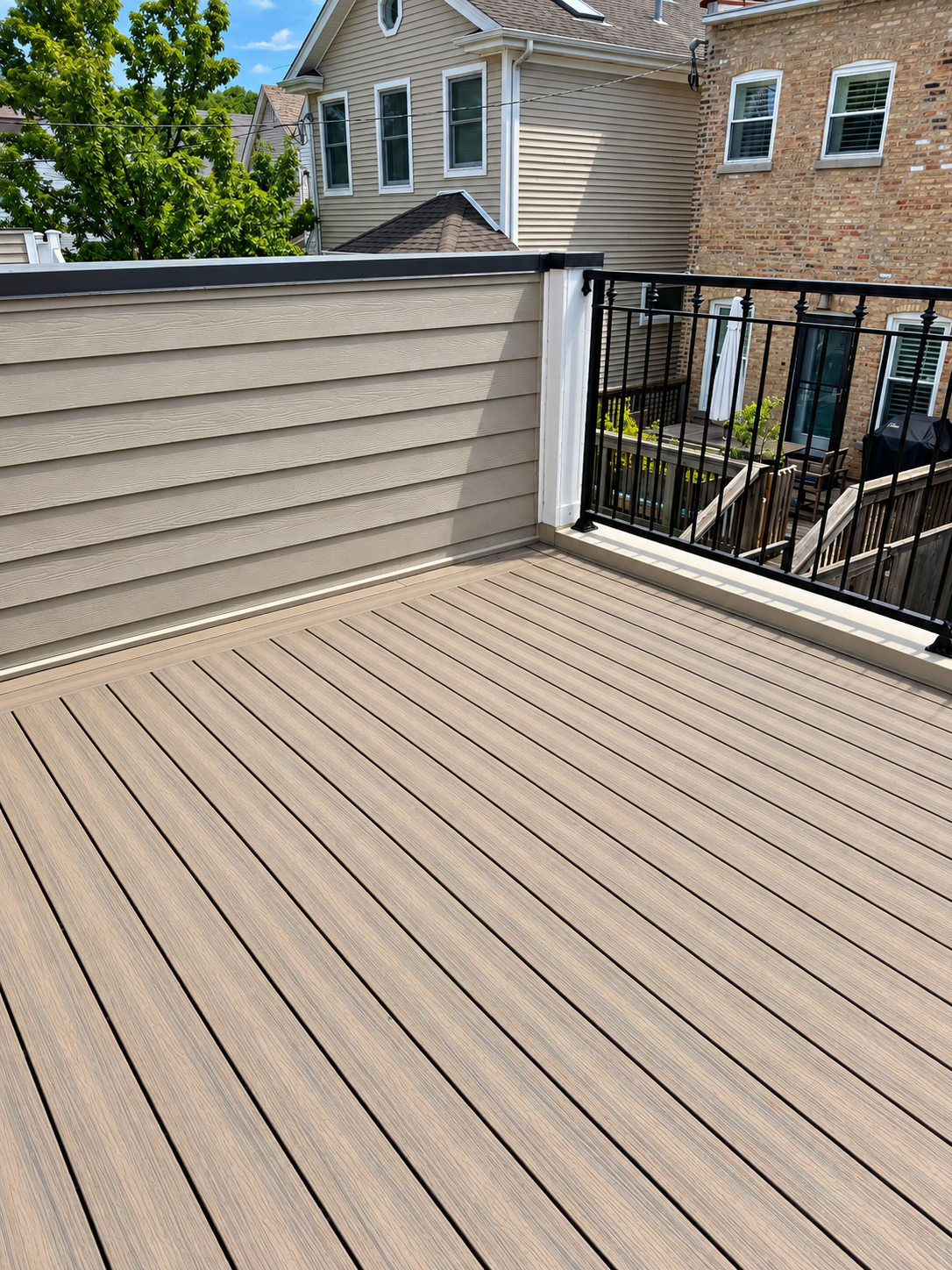 Upper deck with black railing