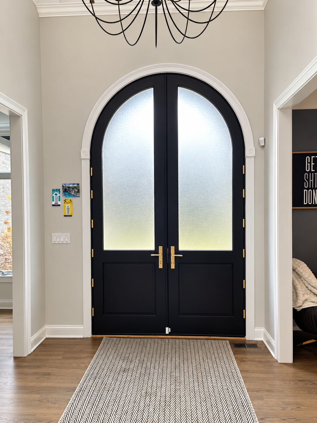 Pella arched double doors, interior