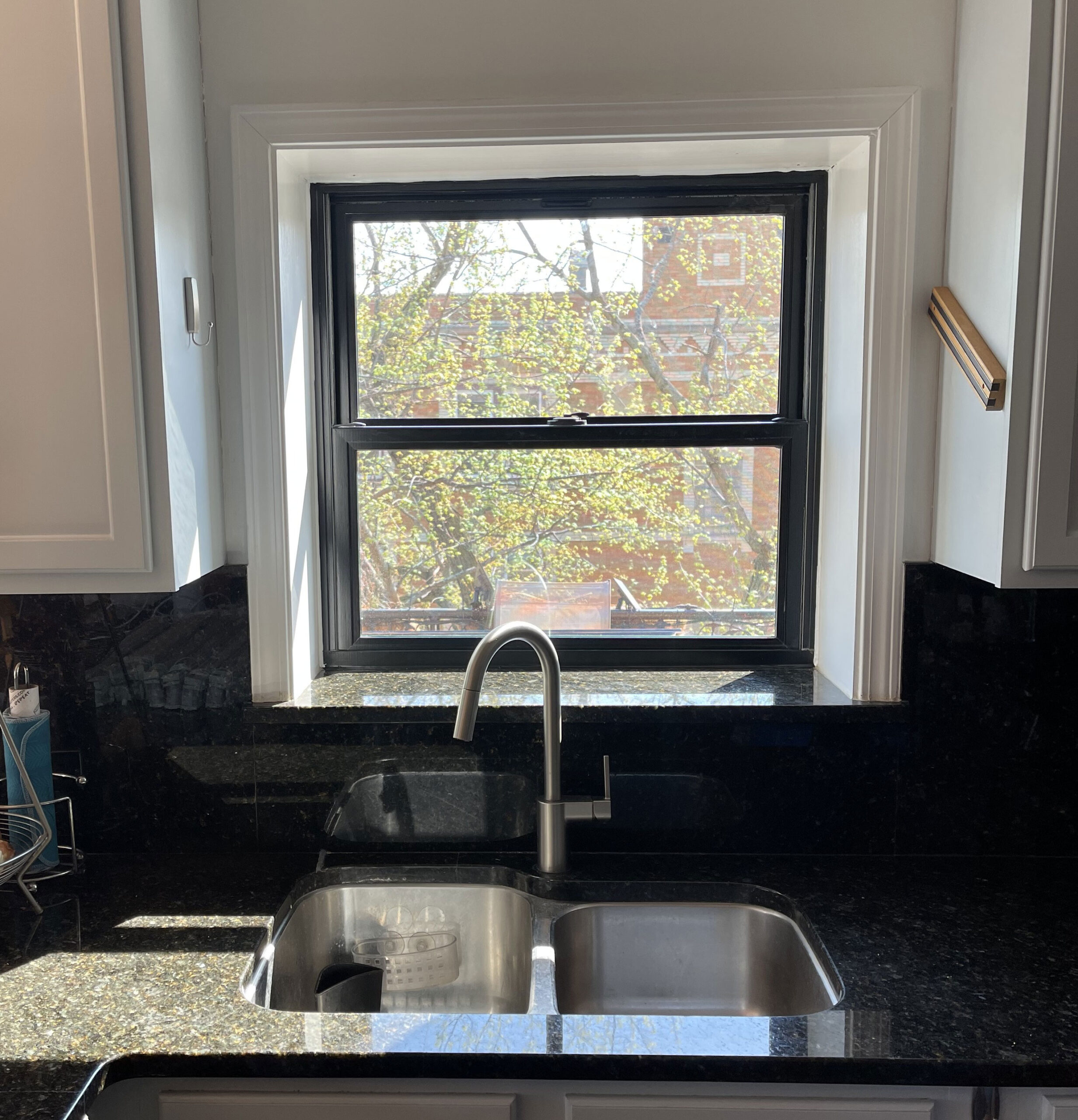 Pella Impervia fiberglass double-hung window, kitchen