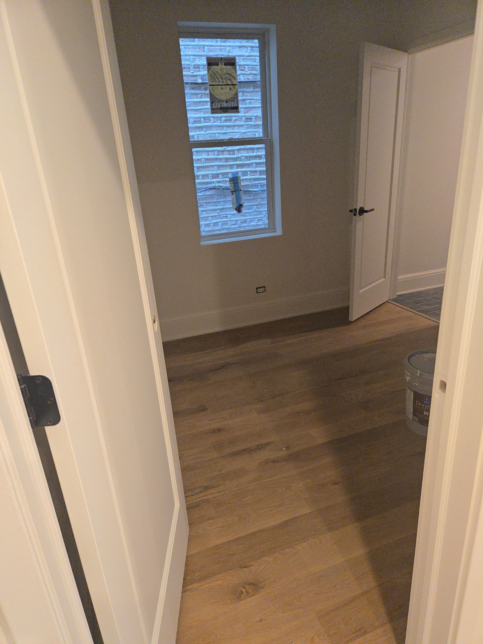 Pella Impervia fiberglass window installation, hallway