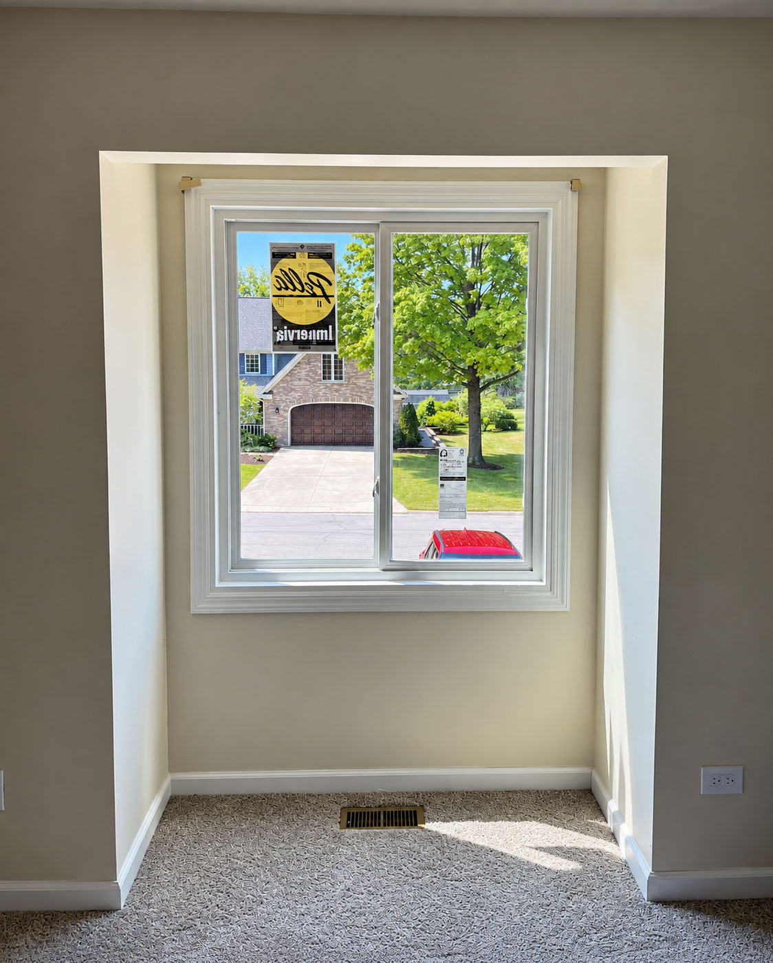 Pella Impervia fiberglass sliding window installation