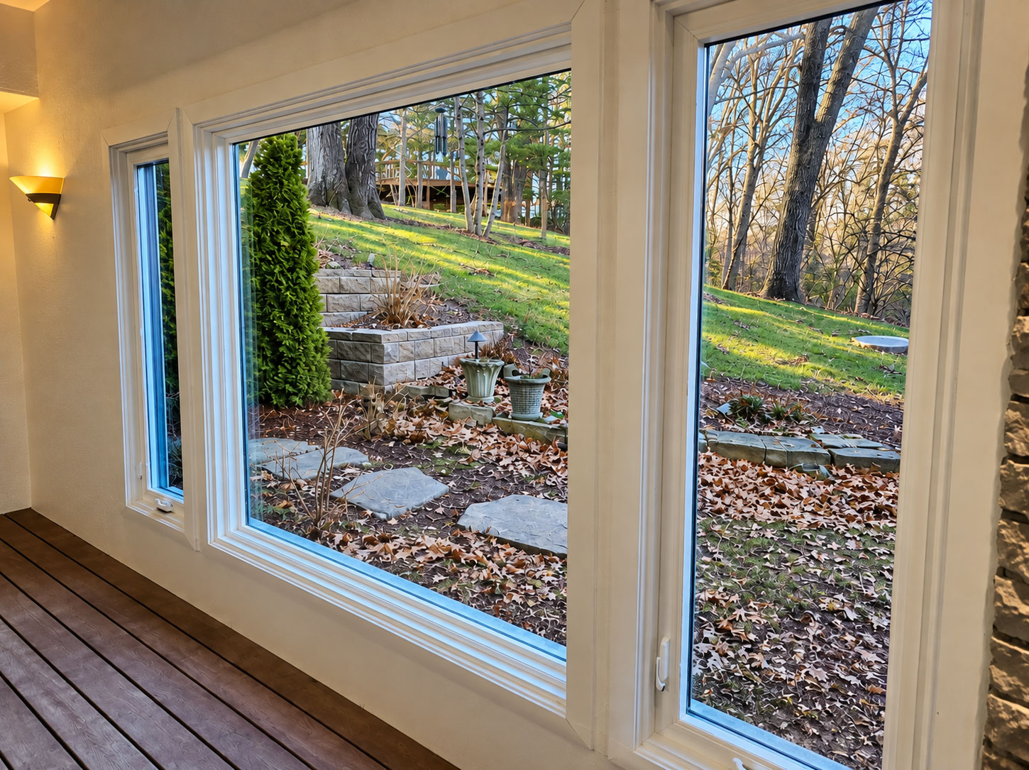 Pella Lifestyle Series wood double-hung windows, exterior view